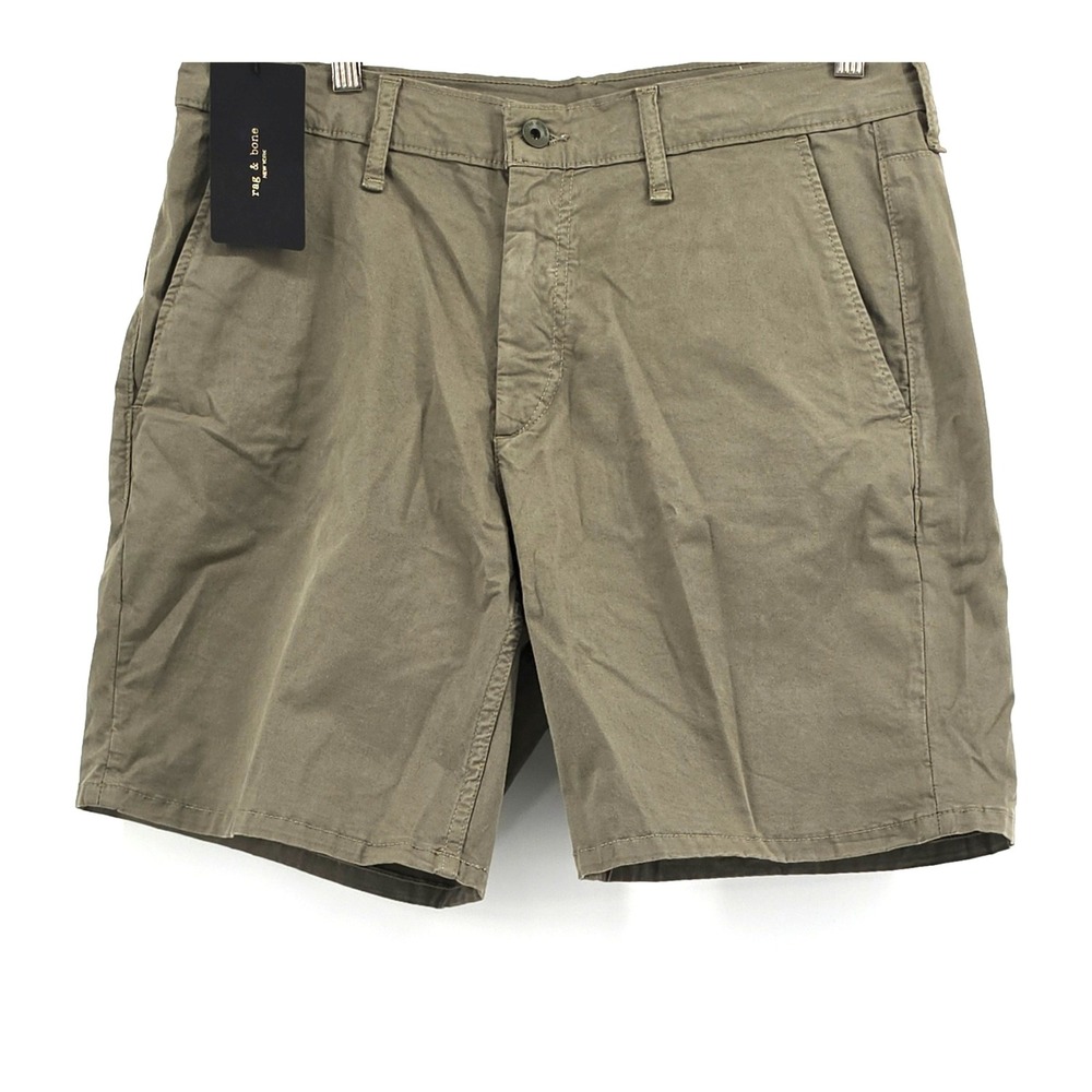 Rag & Bone Mens Standard Chino Shorts Size 32 Olive Green Stretch Cotton New